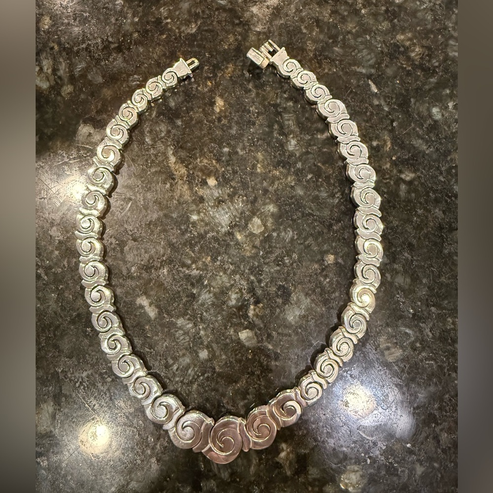 Solid 925 Silver Necklace, Mexican Design - image 6